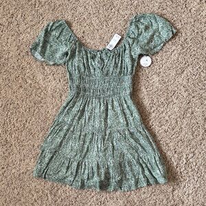 Hollister Green Paisley Smocked Dress with Built-in Shorts